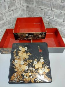 重箱　三段重箱　おせち　菊　花柄　