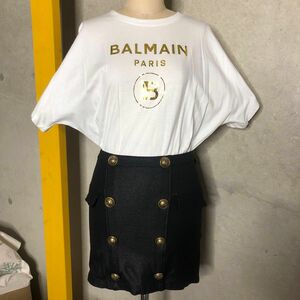 BALMAIN バルマン ワンピース ドッキング ロゴ ホワイト ブラック