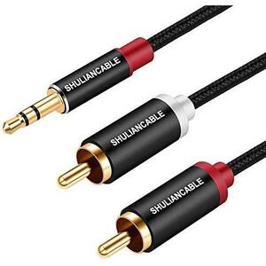 ★サイズ: 5M★ 3.5mm to 2RCA 変換 ステレオオーディオケーブル， オス to 2*オス RCA ケーブル Y スプリッタ設計 スマホ