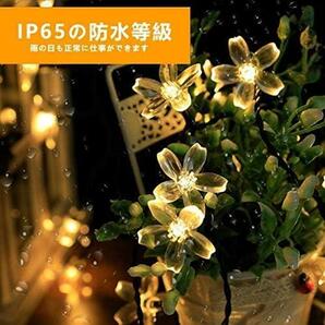 ソーラーLEDストリングライト ガーデン ソーラーライト 60LED 11M 桜の花 LED イルミネーションライト太陽充電 8モード IP65防水の画像4