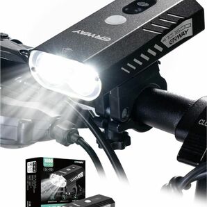 【新品・未使用】ERWAY 自転車 ライト 1600ルーメン USB充電式 LEDライト 5200mAh IPX5防水 自動感光