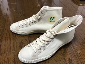 希少・新品未使用品ピーエフフライヤーズPF-FLYERS ハイカットスニーカーサイズ1028cmキャンバス生成り日本製