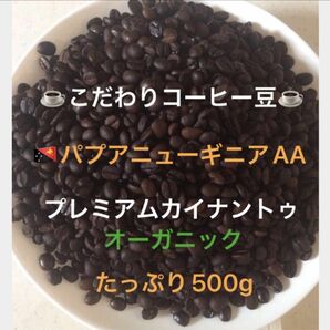 こだわりコーヒー豆　パプアニューギニア　オーガニック　500g 中深煎り　自家焙煎珈琲　プレミアムカイナントゥ