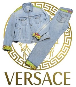 VERSACE プリント切替 デニムジャケット パンツ セットアップ A230643 A83487ヴェルサーチ DENIM SET-UP メドゥーサ バロック 50 33 K-19