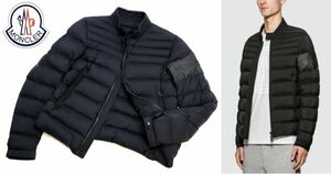 国内正規品 MONCLER ARREE GIUBBOTTO アームロゴ ダウンジャケット モンクレール スタンドカラー DOWN JACKET ライダース ブラック 3 S-9