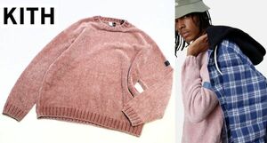 国内正規品 KITH シェニール織りニット 20-070-060-0039-3-0 キス ポリエステル クルーネックニット スウェット セーター ピンク L JZ-25