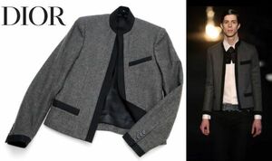 国内正規品 Dior HOMME エディ期 06AW 6HH1022921 スタンドカラーウールトリムジャケット ディオールオム WOOL JACKET グレー 44 M-16