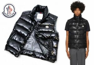 正規品 MONCLER MENS DOWN VEST TIB 020914135050 モンクレール チブ ワッペンロゴ ダウンベスト シャイニーブラック 黒 0 K-2