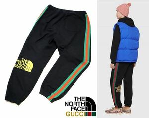 正規品 GUCCI×THE NORTH FACE シェリーライン ロゴ スウェットパンツ 657490 グッチ×ノースフェイス SWEAT PANTS ジョガーパンツ L S-14