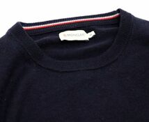 正規品 MONCLER MEN MAGLIONE TRICOT GIROCOLLO トリコロールライン クルーネックニット モンクレール C//N セーター 無地 ネイビーL JK-23_画像7