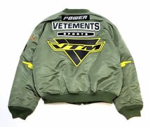 21AW VETEMENTS×ALPHA Industries Racing Logo Bomber Jacket ヴェトモン×アルファ レーシングロゴ ボンバージャケット MA-1 M JZ-25_画像3