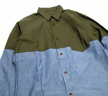 正規品 21SS COMME des GARCONS HOMME 異素材切替 長袖シャツ コムデギャルソンオム ドッキング L/S SHIRT ミリタリー シャンブレー S JK-2_画像5