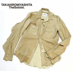 ★ 初期 希少14SS TAKAHIRO MIYASHITA TheSoloist rough out shirt sg.0078 ソロイスト ラフアウトレザーシャツ スエード ベージュ 44 J-27