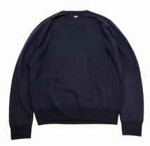 正規品 MONCLER MEN MAGLIONE TRICOT GIROCOLLO トリコロールライン クルーネックニット モンクレール C//N セーター 無地 ネイビーL JK-23_画像3