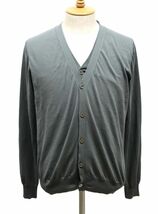 正規品 HHERMES MENS レイヤード 薄手 コットンボタンカーディガン エルメス 重ね着 COTTON CARDIGAN ニット セーター グレー S 伊製 JK-3_画像6