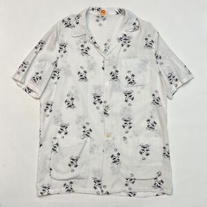 k331 50s 60s ビンテージ Palmland Fashion 3ポケット アロハ シャツ フラミンゴ パームツリー L ホワイト 白 vintage aloha shirt