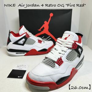 美品★NIKE/ナイキ★AirJordan4/エアジョーダン4★FireRed/ファイアレッド/ファイヤーレッド★白赤黒グレー★DC7770-160★箱付★26.0cm