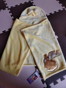 新品タグ付き　ディズニープリンセス　フード付き　毛布　ブランケット　美女と野獣　ベル　イエロー　黄色　スナップボタン