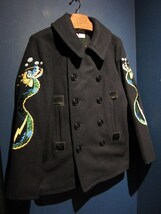 WEIRDO「SKULL & SNAKE - COAT」 ヘヴィーメルトンPコート スカジャン、スカシャツ好きの方に未使用品。85800円(税込)_画像3