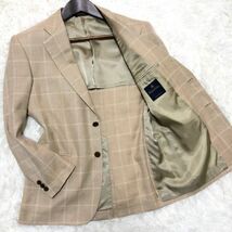 ブルックスブラザーズ　Brooks Brothers　スーツ　テーラードジャケット　S　ベージュ　チェック柄　シルク　リネン　麻　ウール　ブレザー_画像1