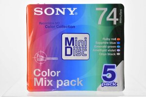未開封 SONY MD 74分 5本パック Color Mix Pack[ソニー][MiniDisc][5pack][5MDW74CRX][ミニディスク][カラー][録音]H