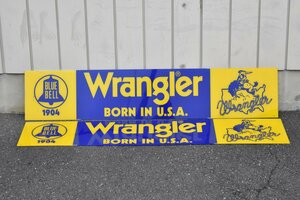 Wrangler アクリル製 看板 BLUE BELL 約30×150cm 2枚まとめて [ラングラー][ブルーベル][1904][BORN IN USA][電飾][企業物][当時物]H