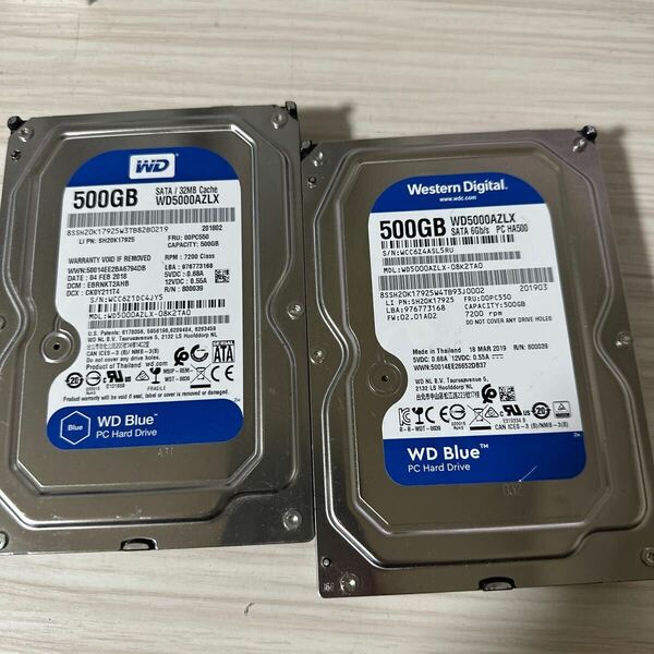 Q58/Q59(二枚セット):◇動作保証/◆使用0時間 WDC SATA 3.5インチHDD SATA 500GB WD5000AZLX 