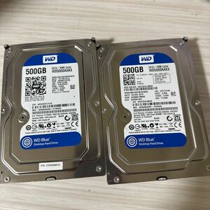 二枚セット/Q51:52:（動作保証/使用0時間/フォーマット済み） WDC SATA 3.5インチHDD SATA 500GB WD5000AAKX