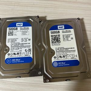 二枚セット/Q70/71:（動作保証/使用0時間/フォーマット済み） WDC SATA 3.5インチHDD SATA 500GB WD5000AAKX