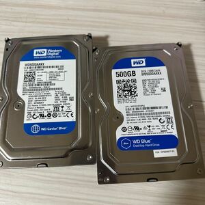 二枚セット/Q70/71:（動作保証/使用0時間/フォーマット済み） WDC SATA 3.5インチHDD SATA 500GB WD5000AAKX