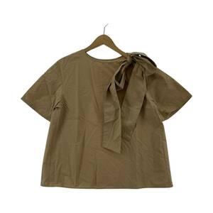 LE CIEL BLEU ルシェルブルー リボン付き　プルオーバー 半袖シャツ size36/ベージュ レディース