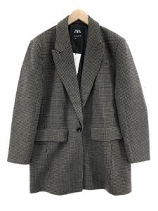 ZARA ザラ ウール混 タグ付き 千鳥柄 コート sizeL/茶 ◆■ ☆ djb6 レディース