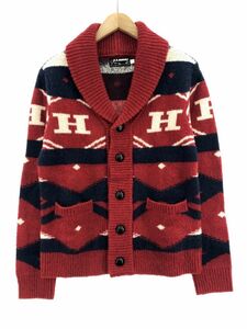 HOLLYWOOD RANCH MARKET Hollywood Ranch Market wool *moheya. couch n knitted sweater size1/ red × navy blue *# * ebc6 men's 