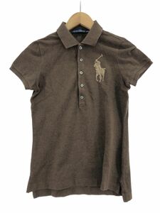 Ralph Lauren ラルフローレン ラインストーン フレンチスリーブ ポロシャツ sizeS/茶 ■◆ ☆ ebc6 レディース