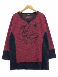 HYSTERIC GLAMOUR ヒステリックグラマー バイカラー プリント カットソー sizeF/ピンク×ネイビー ■◇ ☆ ebc6 メンズ