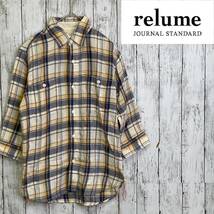 JOURNAL STANDARD relume★ジャーナルスタンダード レリューム★リネンコットン チェックシャツ★サイズS　85-51_画像1