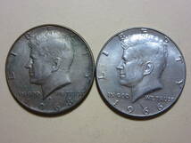 ４、アメリカ　HALF　DOLLAR銀貨　１９６６・６８年　２枚　２２，７６ｇ_画像2