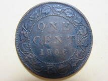 １５、カナダ　ONE　CENT銅貨　VICTORIA　EDWARD　１８８０年（佳品）　１９０６年　２枚　１１，２９ｇ_画像9