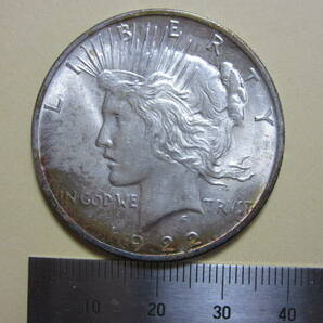 １、アメリカ ONE DOLLAR銀貨 １９２２年 ２６，８２ｇ 品位９００の画像1