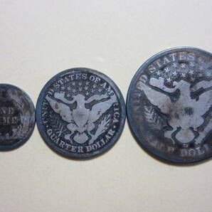 ２、アメリカ HALF QUARTER DOLLAR ONE DIME銀貨 １９０６・１８９６・１９１６年 ３枚 １９，４１ｇ の画像4
