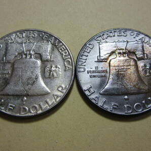 １６、アメリカ HALF DOLLAR銀貨 １９５８・６３年 ２枚 ２４，９１ｇの画像5