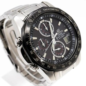 《人気》CASIO EDIFICE 腕時計 ブラック クロノグラフ 電波ソーラー