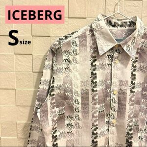 ICEBERG アイスバーグ　ディズニー　ミッキー　メンズシャツ　総柄　長袖 イタリア製 コットン