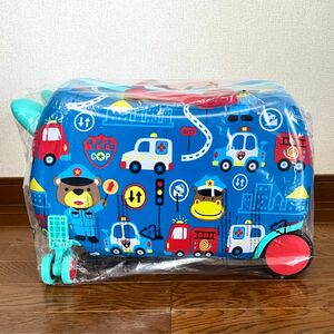 【新品・送料無料】子供が乗れるスーツケース くるま柄 機内持込OK（47.0×23.5×31.0cm 耐荷重50kg）