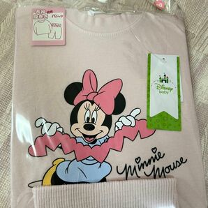 90 パジャマ　ディズニー　ミニー　長袖　上下セット　子供服　 綿100 腹巻