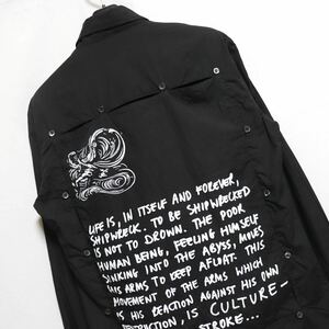 幻【RAF SIMONS】WAVES期/バックプリント/シャツ 長袖シャツ/ラフシモンズ/archive レイヤード パッチワーク