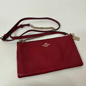 【1円スタート】COACH ショルダーバッグ コーチ コーチ COACH ポシェット スウィングパック チェーン 赤 レッド レザー 52385 