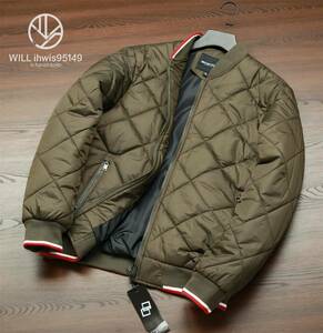 ML15　イギリス　HUNTER STORY　ジャケット　メンズ　XL　中綿　ブルゾン　キルティング　スタジャン　秋冬　プレミアム　防風　グリーン