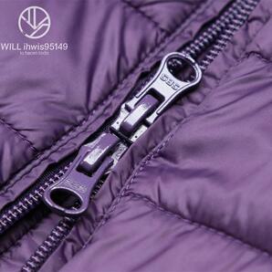 NS04 ドイツESMARA 中綿 コート レディース 42/M 軽量 フェイクダウン ひざ丈 スリムジャケット シンプル キルトコート 紫の画像6