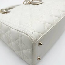 美品 Christian Dior クリスチャンディオール レディディオール ミディアム カナージュ ショルダーバッグ 2way ラムスキンレザー ホワイト_画像6